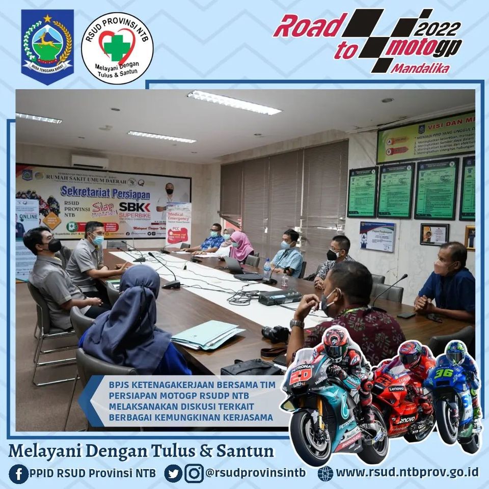 BPJS Ketenagakerjaan Bersama Tim Persiapan MotoGP RSUD Provinsi NTB Melaksanakan Diskusi Terkait Berbagai Kemungkinan Kerjasama