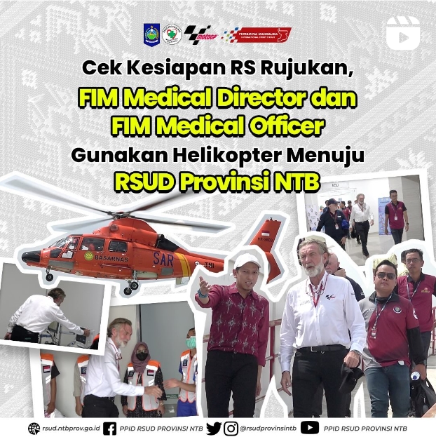 Cek Kesiapan RS Rujukan, FIM Medical Director dan FIM Medical Officer Gunakan Helikopter Menuju RSUD Provinsi NTB
