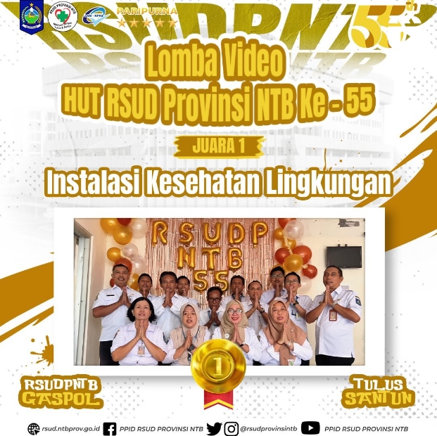Instalasi Kesehatan Lingkungan Raih Juara 1 Lomba Video HUT RSUD Provinsi NTB ke-55 Tahun