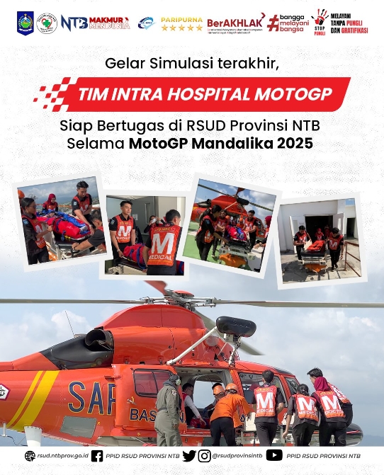 Gelar Simulasi Terakhir, Tim Intra Hospital MotoGP Siap Bertugas di RSUD Provinsi NTB Selama MotoGP Mandalika 2025