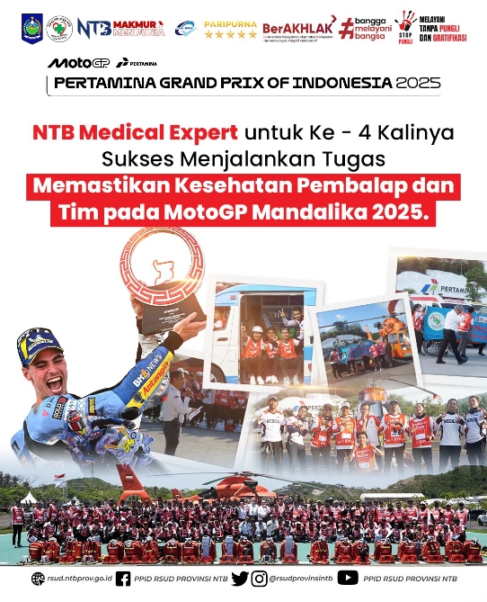 NTB Medical Expert Untuk ke-4 Kalinya Sukses Menjalankan Tugas Memastikan Kesehatan Pembalap dan Tim pada MotoGP Mandalika 2025